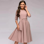 VIOLET |  Elegant Midi Dress wih Bow