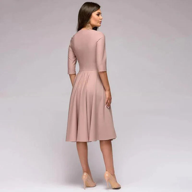 VIOLET |  Elegant Midi Dress wih Bow