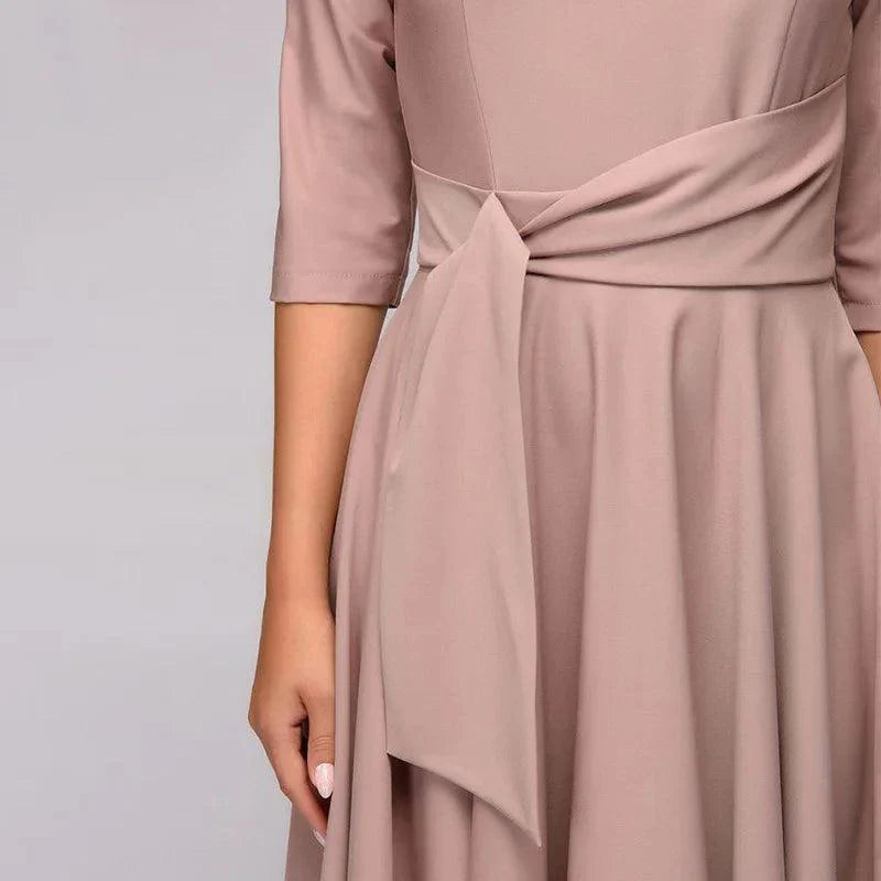 VIOLET |  Elegant Midi Dress wih Bow