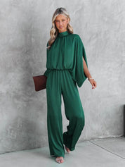 EMILY | Elegant Green Jumpsuit Short Sleeves