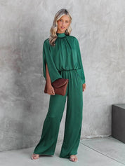 EMILY | Elegant Green Jumpsuit Short Sleeves