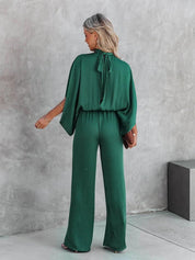 EMILY | Elegant Green Jumpsuit Short Sleeves