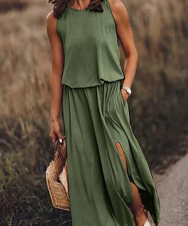 Rania | Flowing Slit Maxi Dress for Effortless Elegance