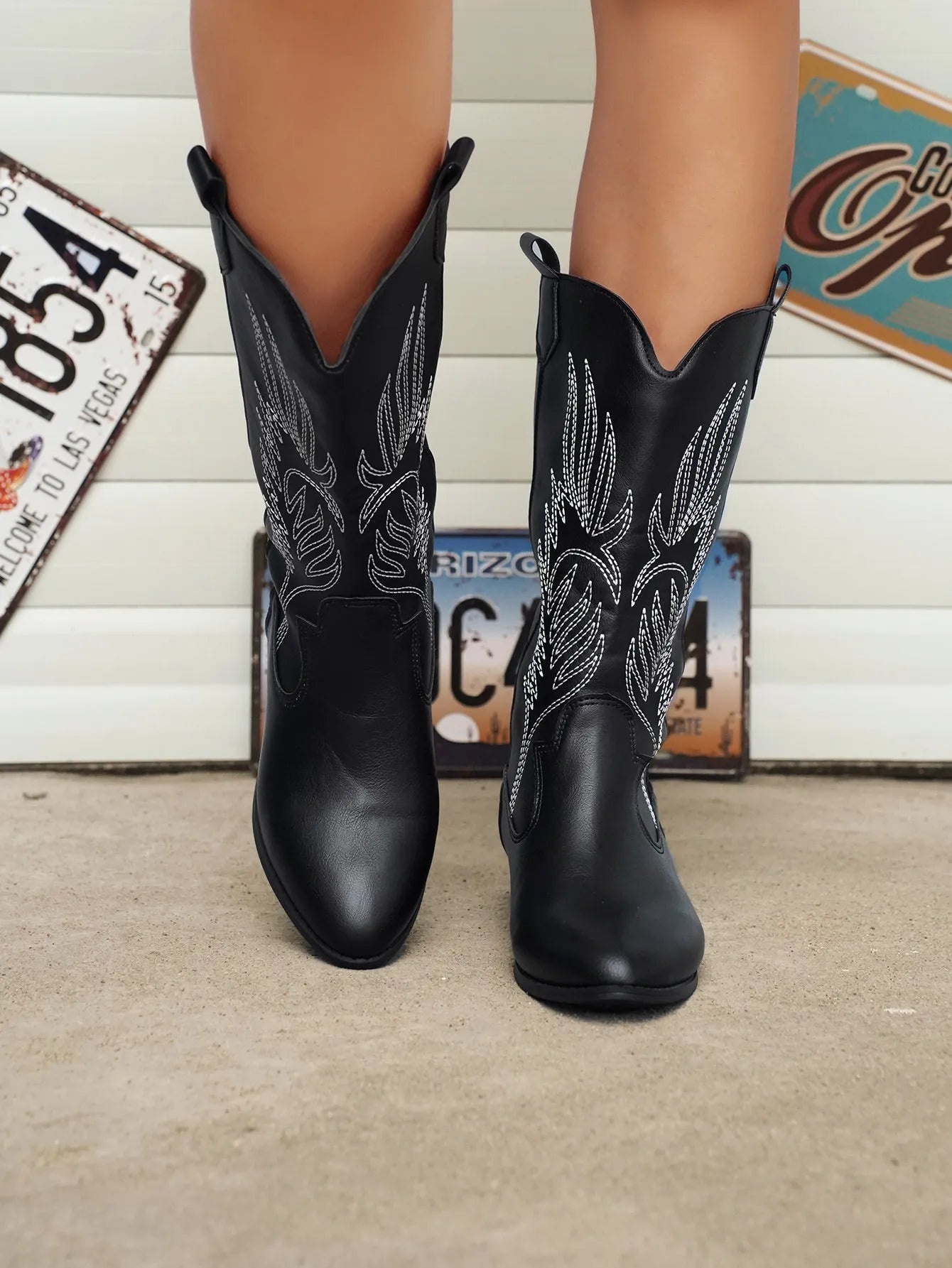 AMELIA | Stylish PU Leather Soft Lining Cowboy Boots