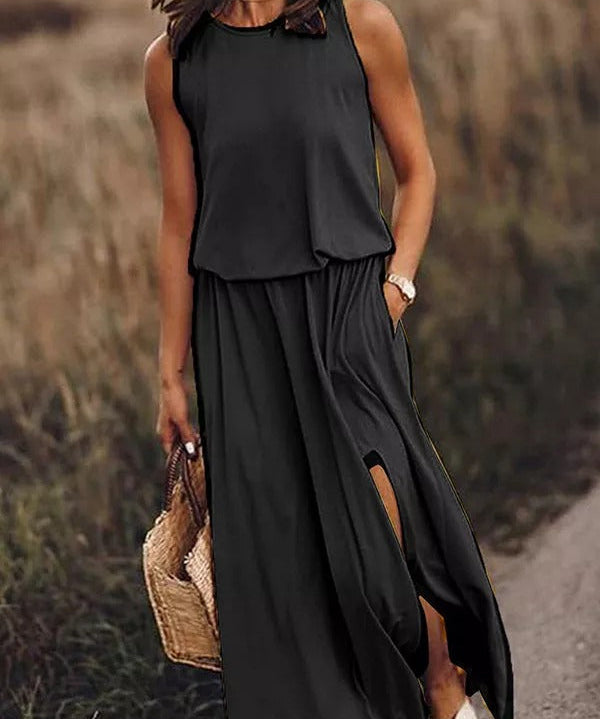 Rania | Flowing Slit Maxi Dress for Effortless Elegance