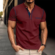 Sophisticated Men's Polo Henley Shirt with Collar