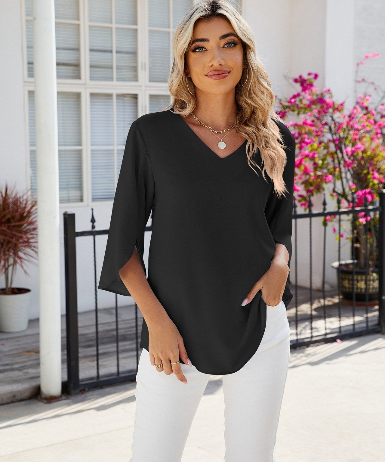 JAMY | V-neck Elegant Blouse