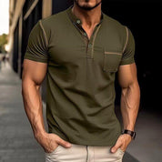 Sophisticated Men's Polo Henley Shirt with Collar