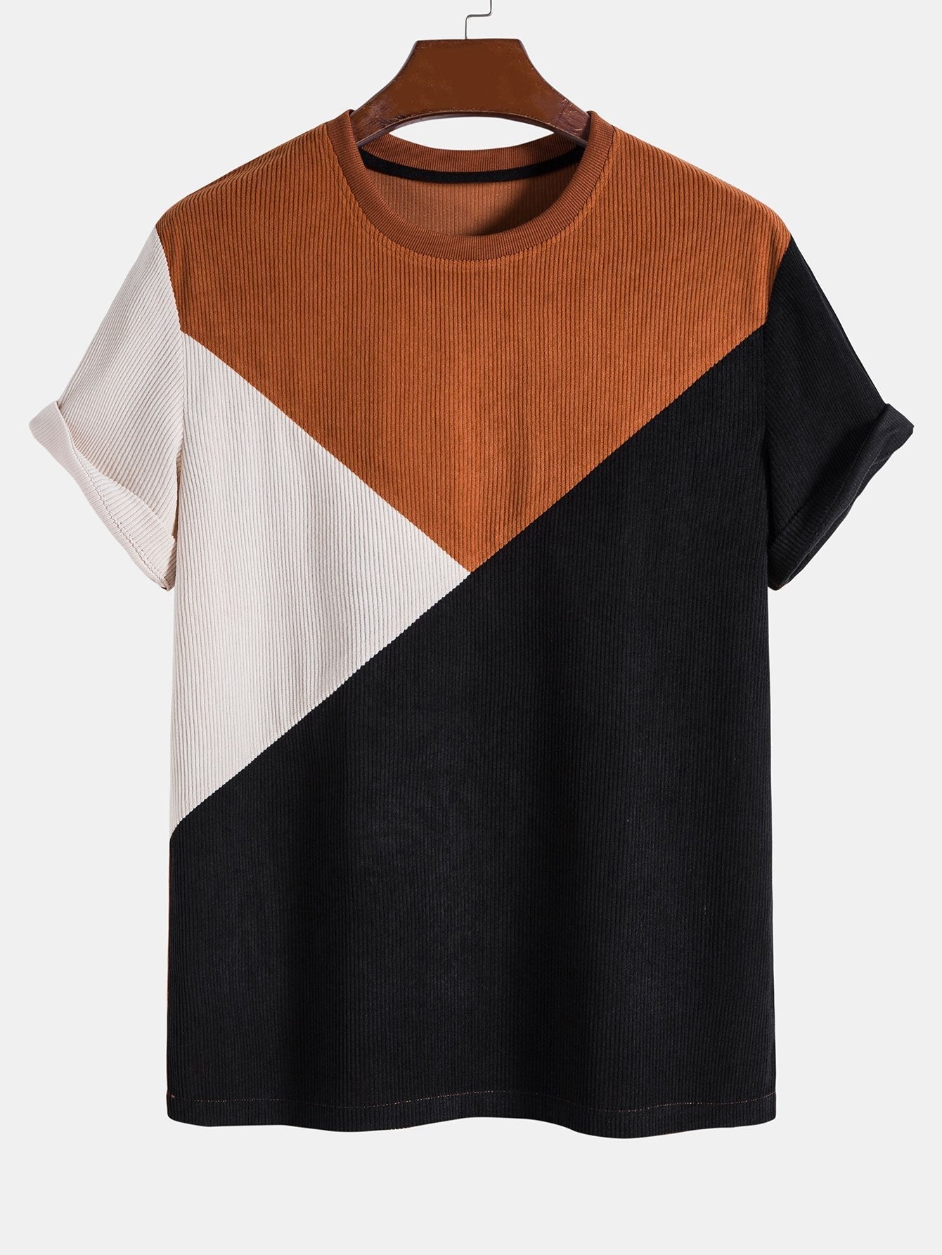 LANCE | Color Block Corduroy T-Shirt for Men