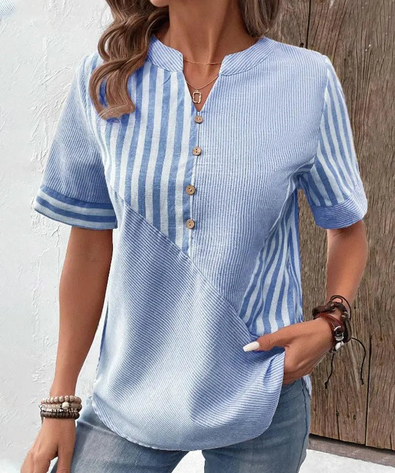 ESTELLA | Comfortable Striped Cotton Blouse