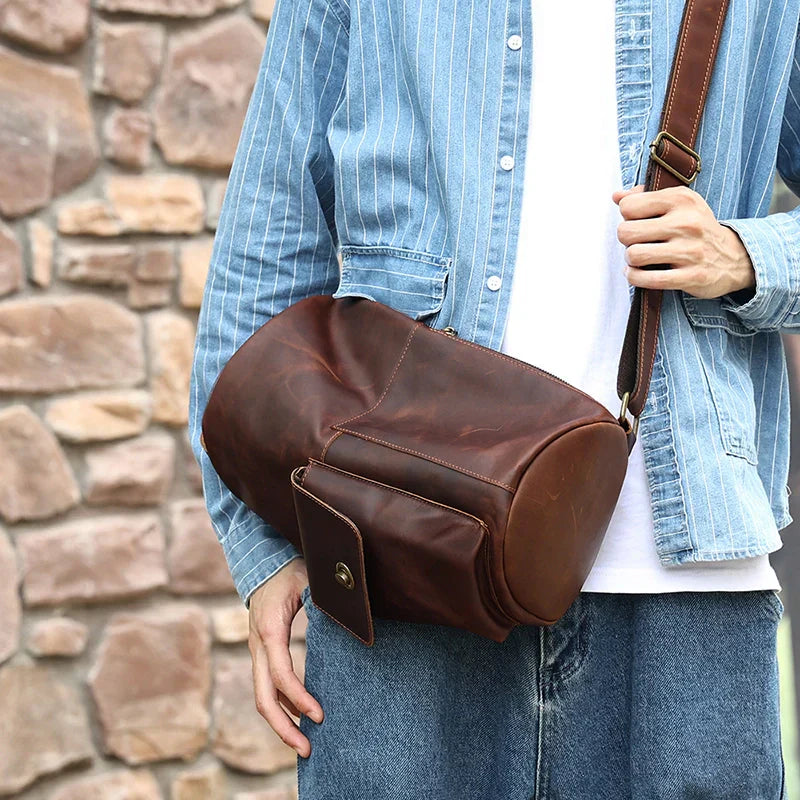 Lars | Classic Leather Cylinder Shoulder Bag