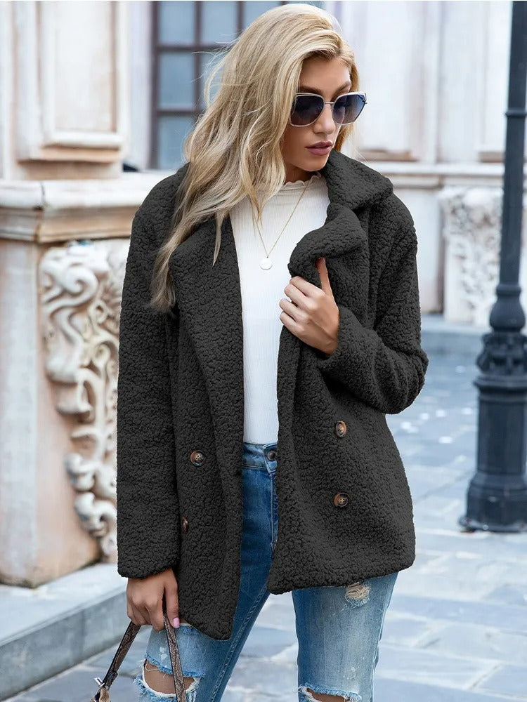 Wendy | Chic Cozy Double-Breasted Teddy Coat