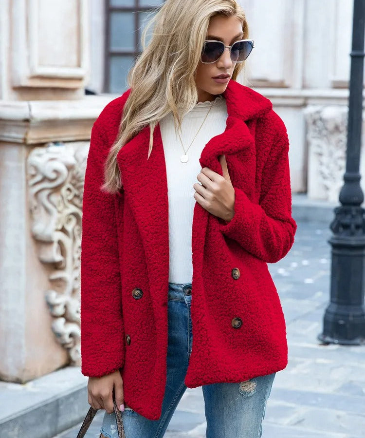 Wendy | Chic Cozy Double-Breasted Teddy Coat