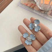 AYNA | Stylish Flower Stud Earrings in Soft Blue