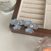 AYNA | Stylish Flower Stud Earrings in Soft Blue