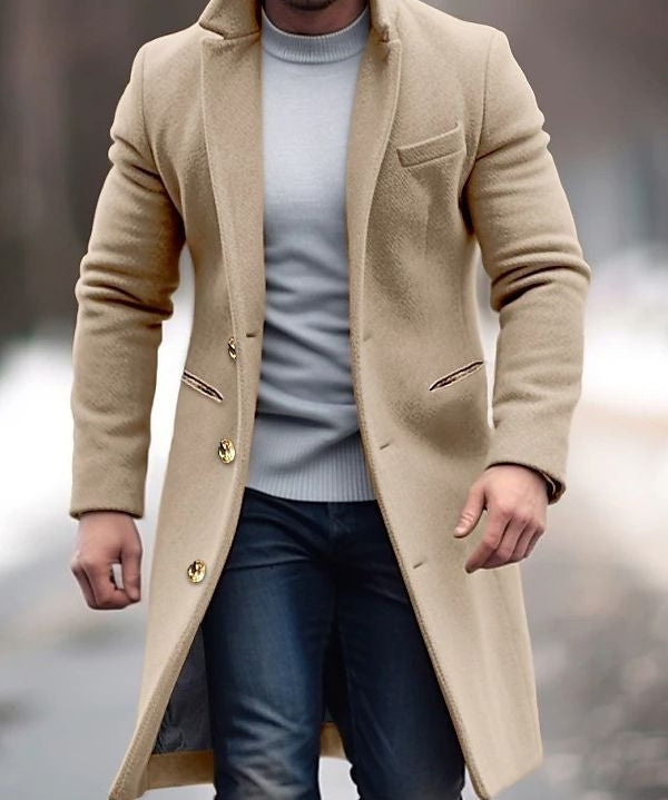 Timeless Elegance: Men's Classic Buttoned Trenchcoat