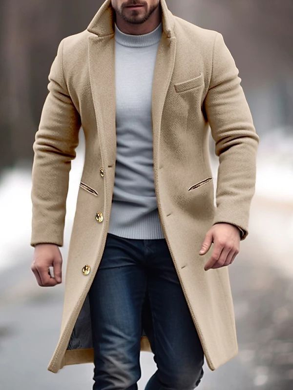 Timeless Elegance: Men's Classic Buttoned Trenchcoat