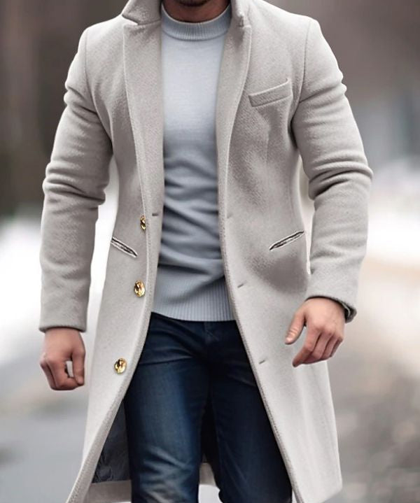 Timeless Elegance: Men's Classic Buttoned Trenchcoat