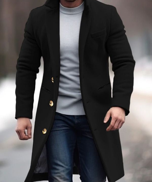 Timeless Elegance: Men's Classic Buttoned Trenchcoat