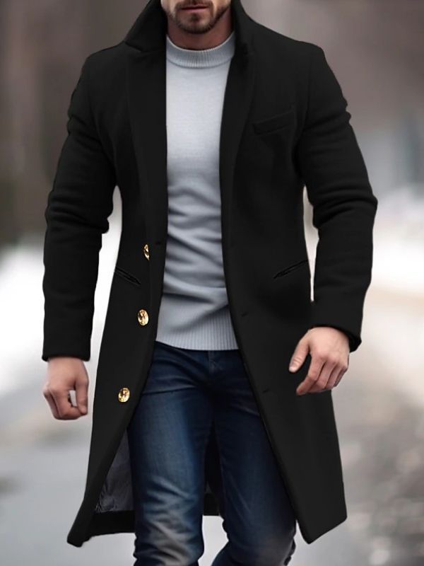 Timeless Elegance: Men's Classic Buttoned Trenchcoat