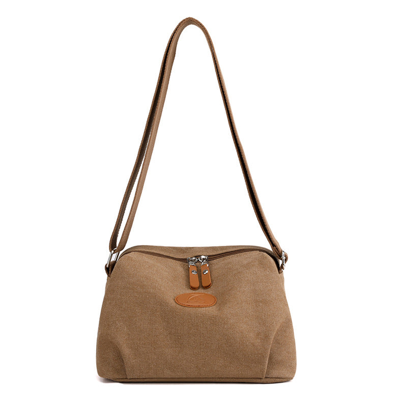 Secure Zipper Canvas Shoulder Bag