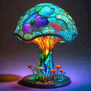 AuraLume | Stained Fantasy Glass Mushroom Lamp