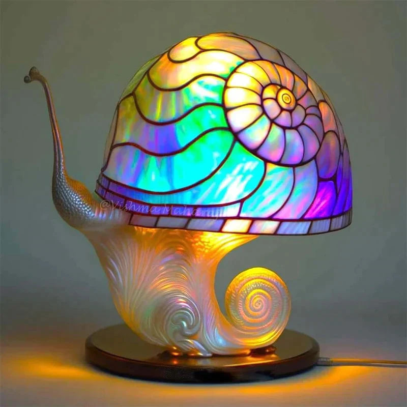 AuraLume | Stained Fantasy Glass Mushroom Lamp