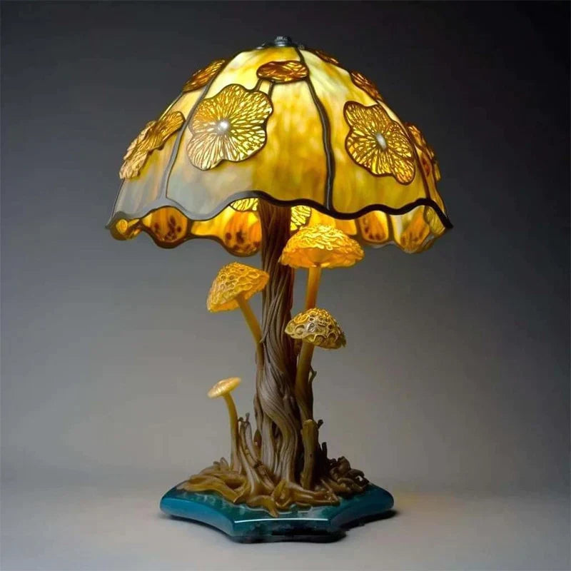 AuraLume | Stained Fantasy Glass Mushroom Lamp