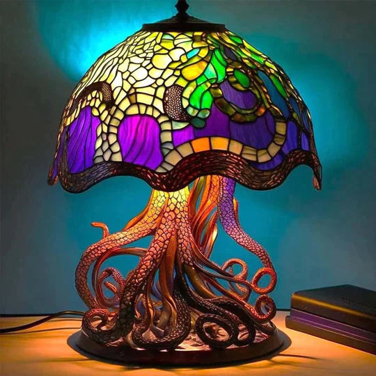 AuraLume | Stained Fantasy Glass Mushroom Lamp