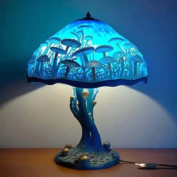 AuraLume | Stained Fantasy Glass Mushroom Lamp