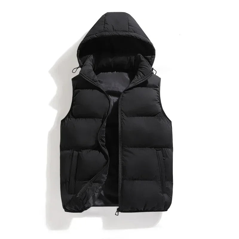 HUGO Bodywarmer | Casual light padded gilet/jacket with removable hood for men